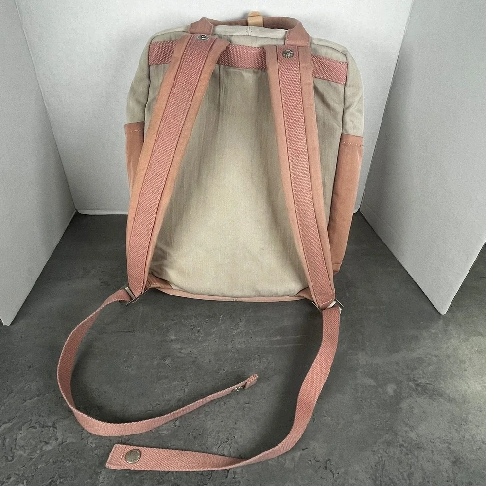Himawari Travel Backpack Pink Beige‎ Nylon Multi Pocket School Laptop Bag